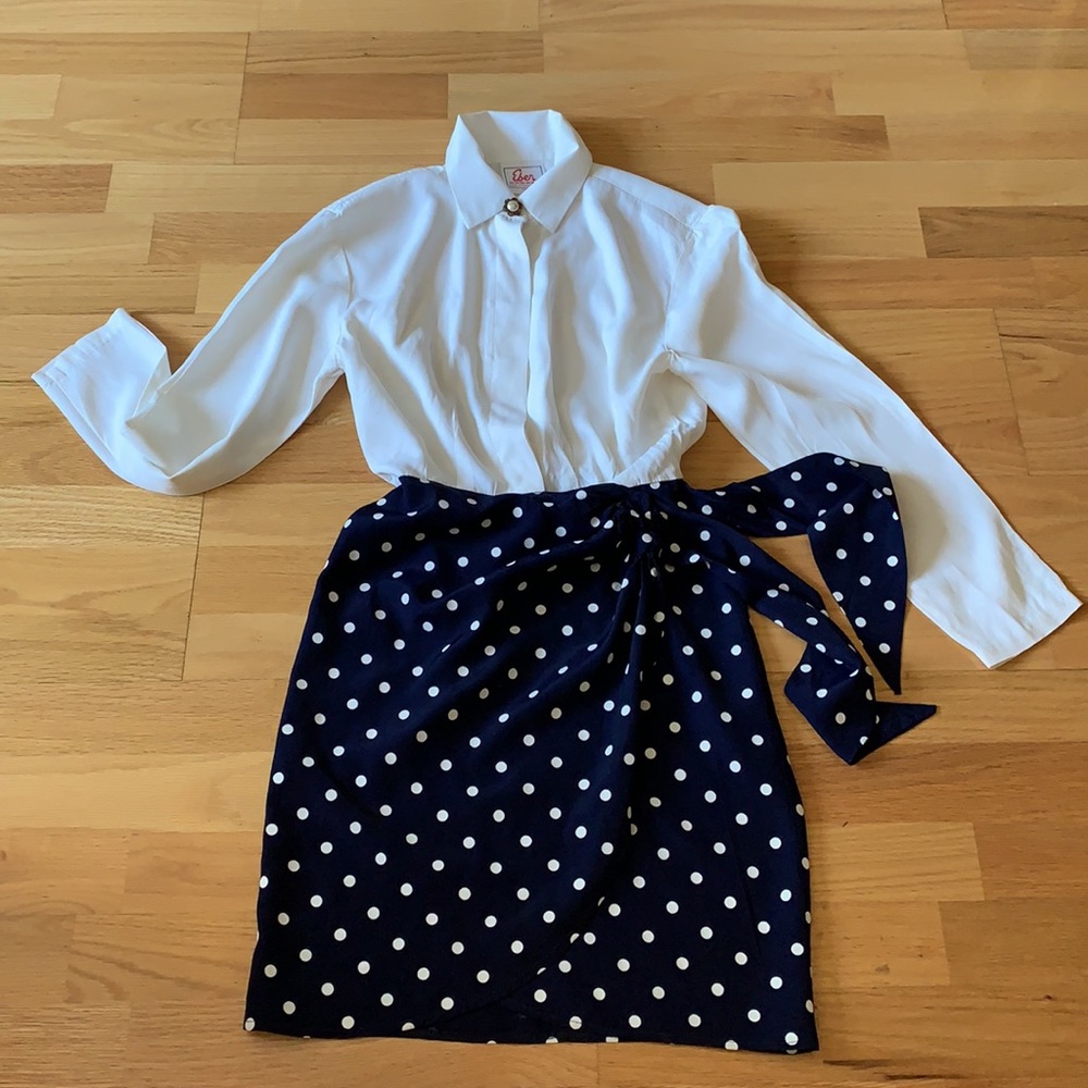 💙❤️Gorgeous Vintage Wrap dress Combi Polka dot